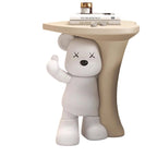 Lumendat Modern Art Deco Resin Kids Heart Bear Side Table 1-Tier For Living Room Lumendat
