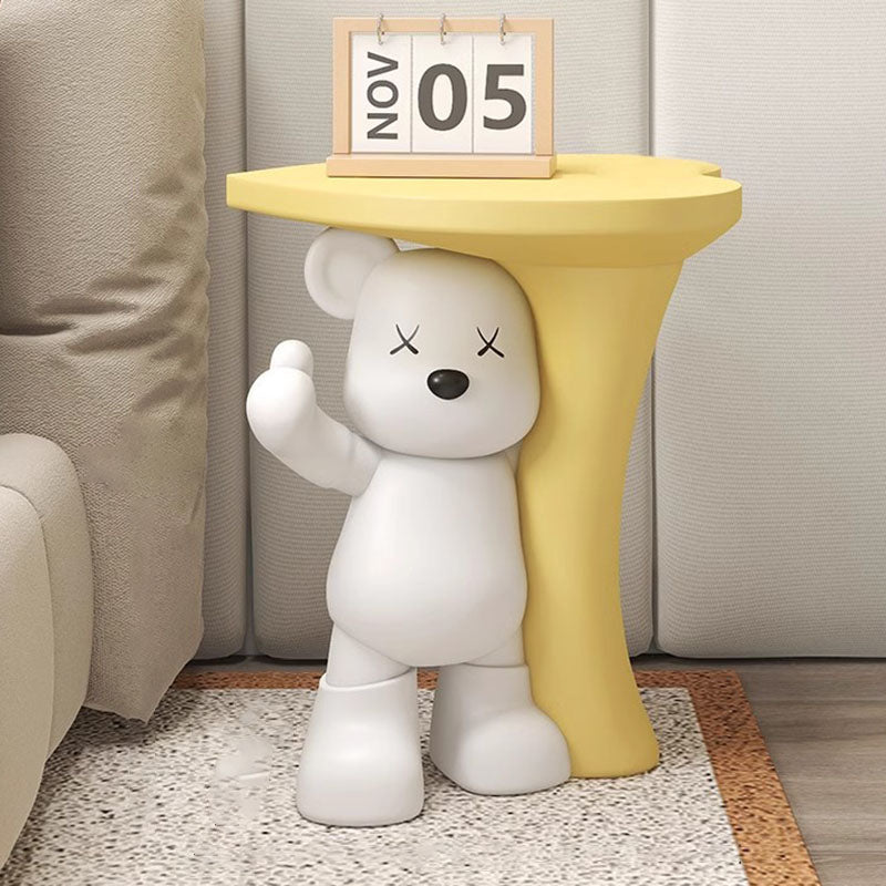 Lumendat Modern Art Deco Resin Kids Heart Bear Side Table 1-Tier For Living Room Lumendat