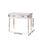 Modern Minimalist Solid Wood Rectangular Cylindrical Leg Makeup Vanity With 2 Drawers For Bedroom Lumendat