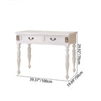 Modern Minimalist Solid Wood Rectangular Cylindrical Leg Makeup Vanity With 2 Drawers For Bedroom Lumendat