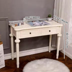 Modern Minimalist Engineered Wood Pine Rectangular Round Makeup Vanity With 2 Drawers For Bedroom Lumendat