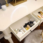 Modern Minimalist Engineered Wood Pine Rectangular Round Makeup Vanity With 2 Drawers For Bedroom Lumendat