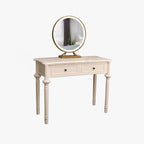 Modern Minimalist Engineered Wood Pine Rectangular Round Makeup Vanity With 2 Drawers For Bedroom Lumendat