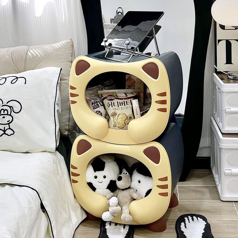 Lumendat Contemporary Creative Kids Round Cat PP Nightstand For Bedroom Lumendat