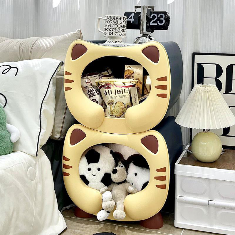 Lumendat Contemporary Creative Kids Round Cat PP Nightstand For Bedroom Lumendat
