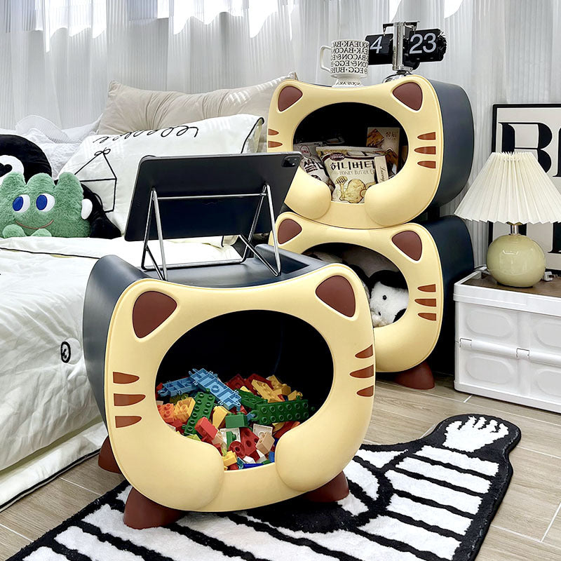 Lumendat Contemporary Creative Kids Round Cat PP Nightstand For Bedroom Lumendat
