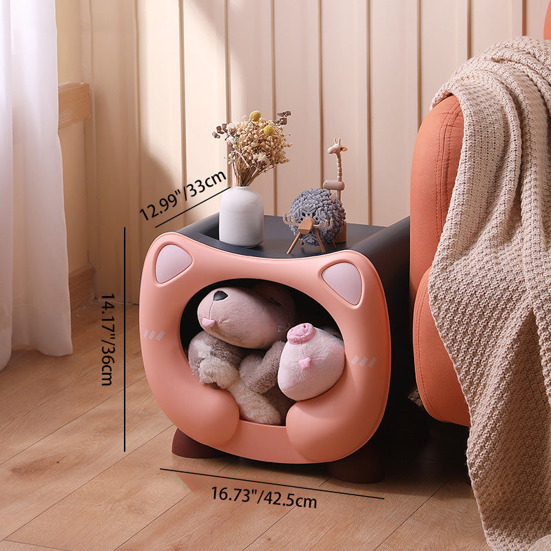 Lumendat Contemporary Creative Kids Round Cat PP Nightstand For Bedroom Lumendat