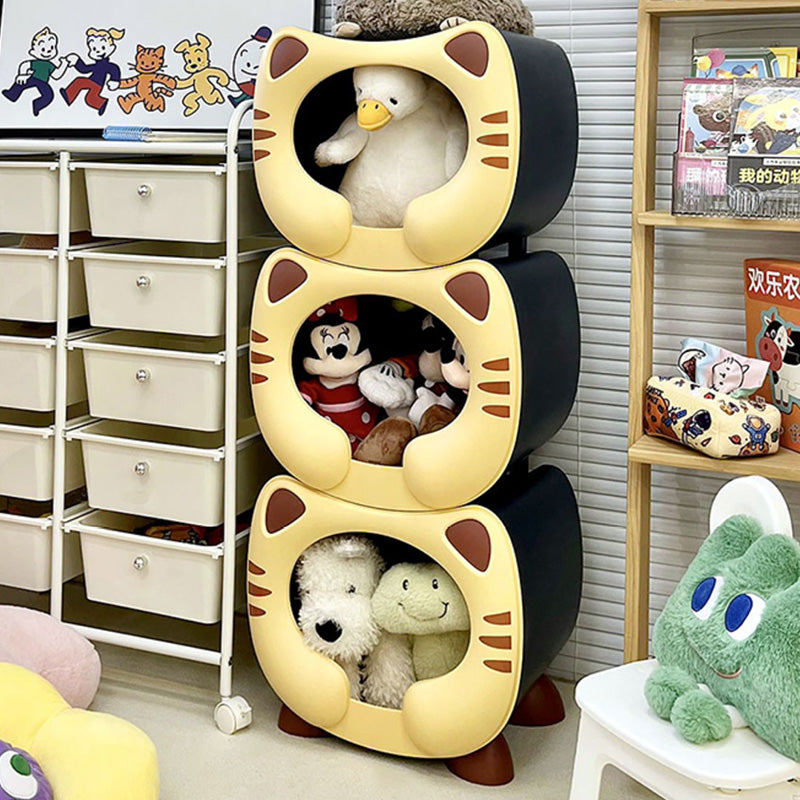 Lumendat Contemporary Creative Kids Round Cat PP Nightstand For Bedroom Lumendat