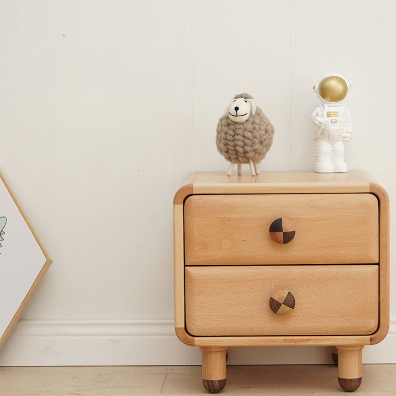 Lumendat Contemporary Scandinavian Rectangular Wood Nightstand Kids 2-Drawer For Bedroom Lumendat