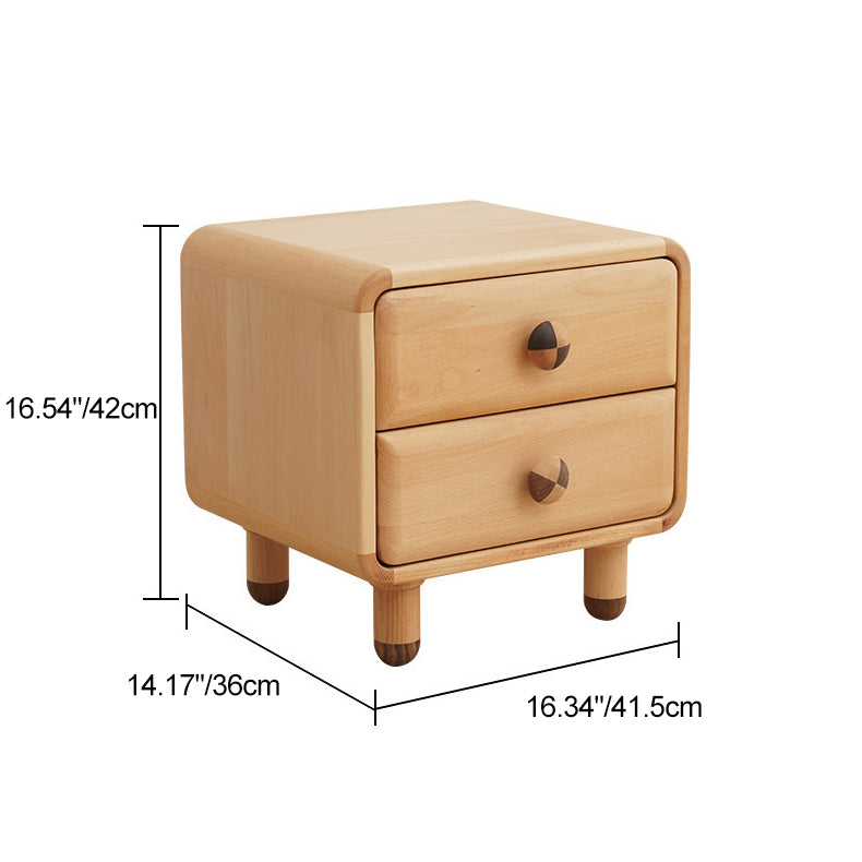 Lumendat Contemporary Scandinavian Rectangular Wood Nightstand Kids 2-Drawer For Bedroom Lumendat