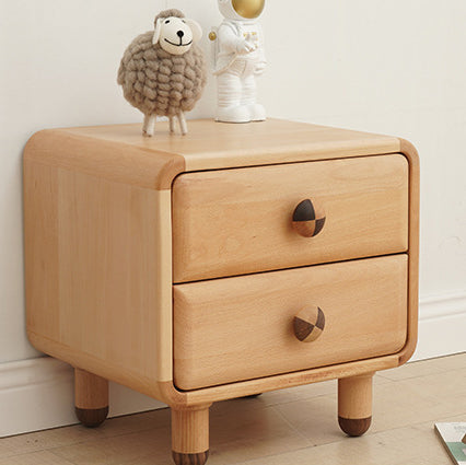 Lumendat Contemporary Scandinavian Rectangular Wood Nightstand Kids 2-Drawer For Bedroom Lumendat