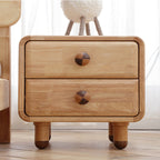 Lumendat Contemporary Scandinavian Rectangular Wood Nightstand Kids 2-Drawer For Bedroom Lumendat