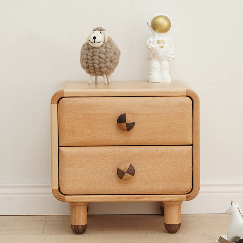 Lumendat Contemporary Scandinavian Rectangular Wood Nightstand Kids 2-Drawer For Bedroom Lumendat