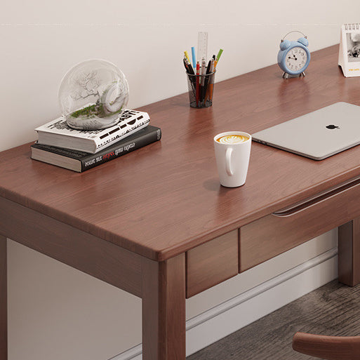 Modern Minimalist Rectangular Solid Wood Board Desks 1/2-Drawer For Home Office DFM-F