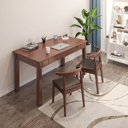 Modern Minimalist Rectangular Solid Wood Board Desks 1/2-Drawer For Home Office