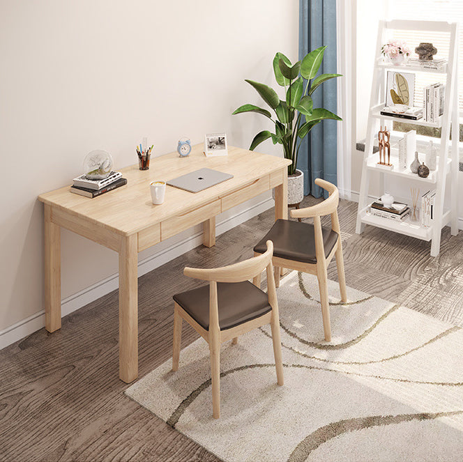 Modern Minimalist Rectangular Solid Wood Board Desks 1/2-Drawer For Home Office DFM-F