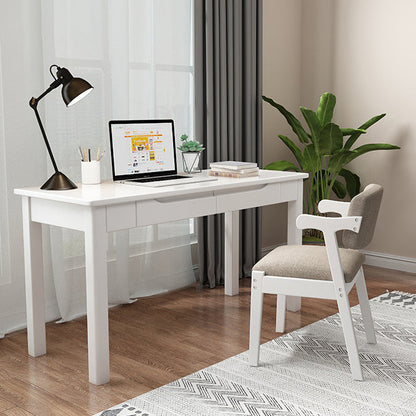 Modern Minimalist Rectangular Solid Wood Board Desks 1/2-Drawer For Home Office