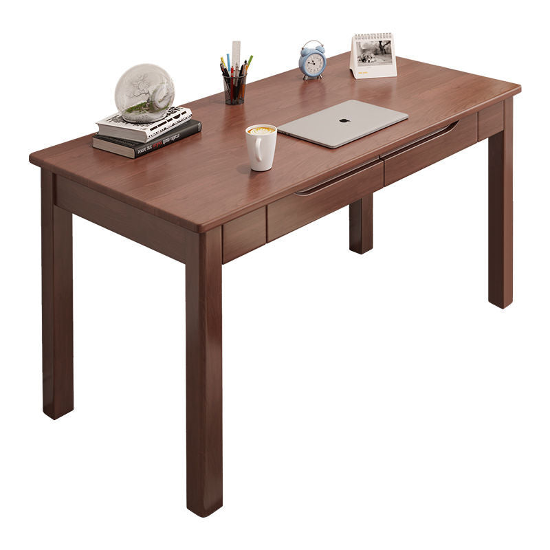 Modern Minimalist Rectangular Solid Wood Board Desks 1/2-Drawer For Home Office