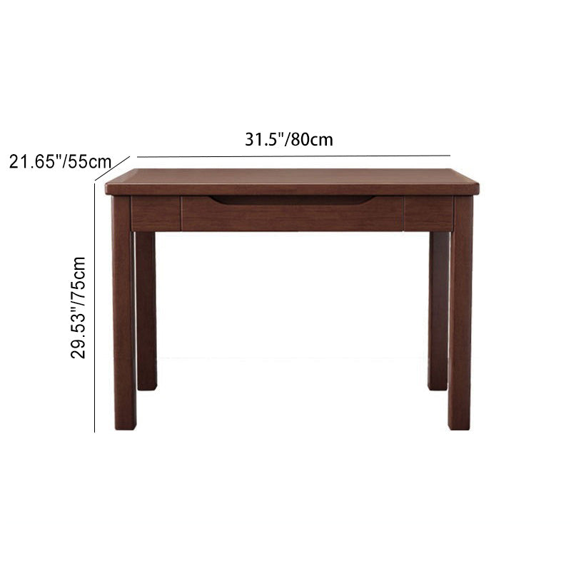 Modern Minimalist Rectangular Solid Wood Board Desks 1/2-Drawer For Home Office