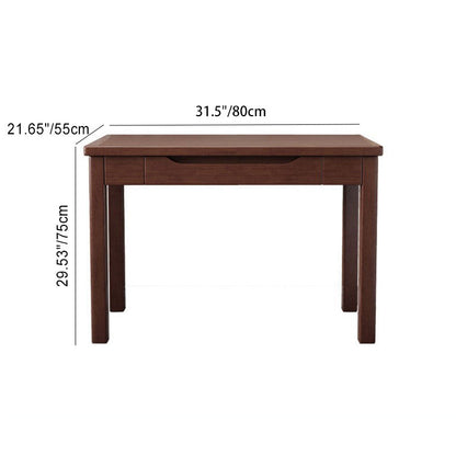 Modern Minimalist Rectangular Solid Wood Board Desks 1/2-Drawer For Home Office