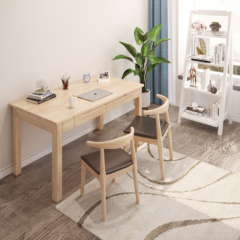 Modern Minimalist Rectangular Solid Wood Board Desks 1/2-Drawer For Home Office DFM-F