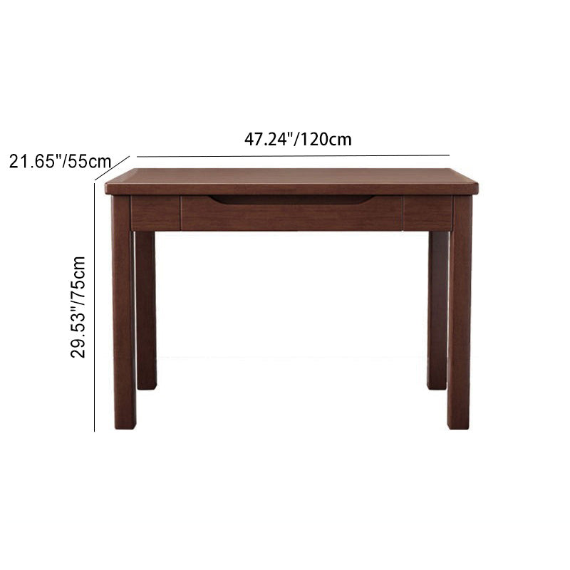 Modern Minimalist Rectangular Solid Wood Board Desks 1/2-Drawer For Home Office