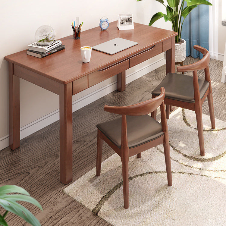 Modern Minimalist Rectangular Solid Wood Board Desks 1/2-Drawer For Home Office
