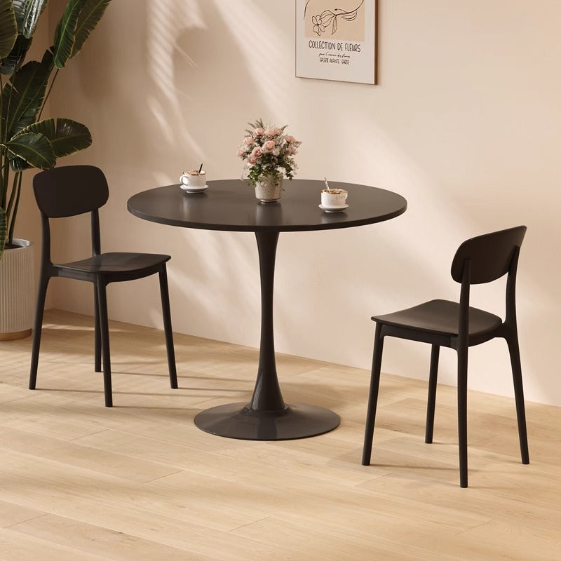 Modern Minimalist Round Density Board Iron Dining Table For Dining Room DFM-F