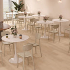 Modern Minimalist Round Density Board Iron Dining Table For Dining Room DFM-F