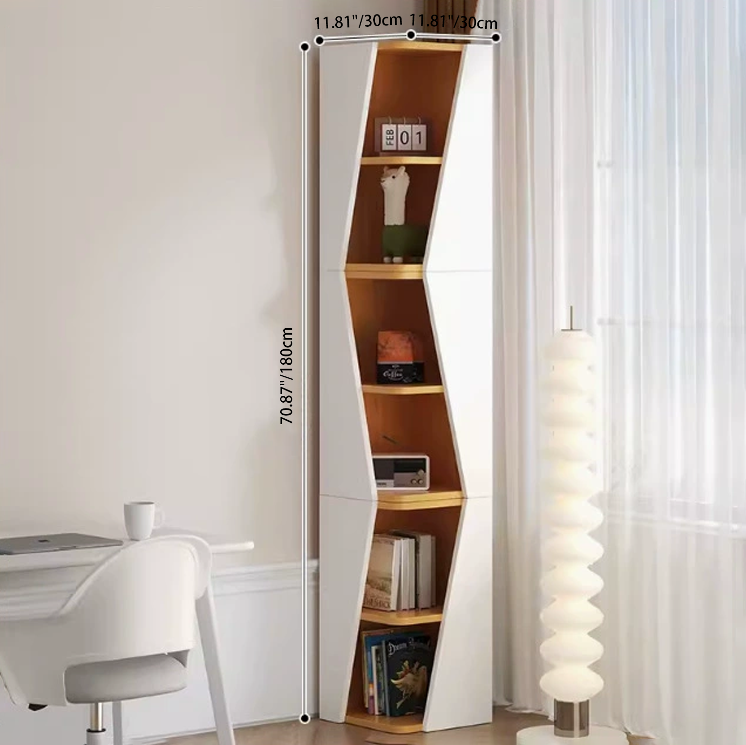Modern Minimalist Triangle Solid Wood Compact Corner Bookcase 2/4/6-Tier Storage Rack For Home Office DFM-F
