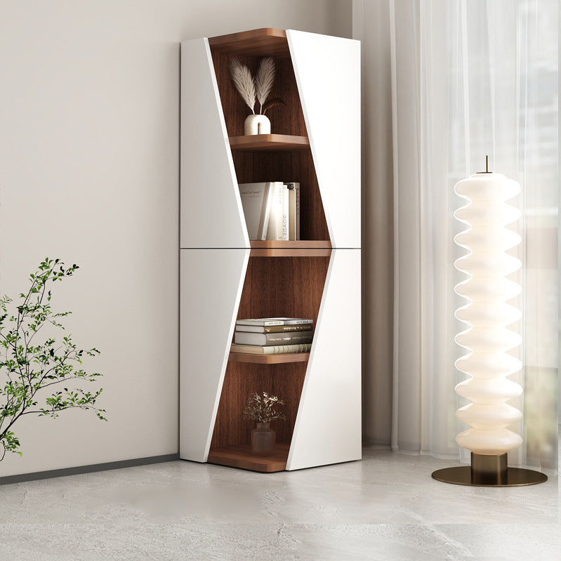 Modern Minimalist Triangle Solid Wood Compact Corner Bookcase 2/4/6-Tier Storage Rack For Home Office DFM-F