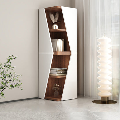 Modern Minimalist Triangle Solid Wood Compact Corner Bookcase 2/4/6-Tier Storage Rack For Home Office