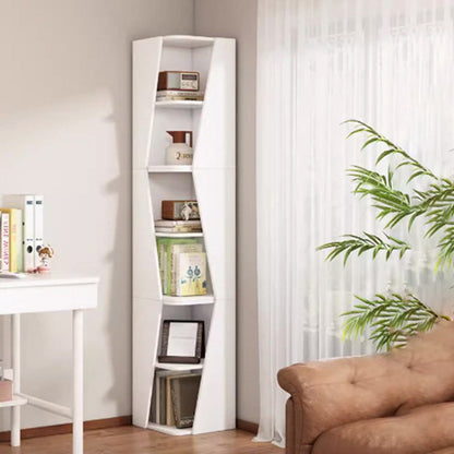 Modern Minimalist Triangle Solid Wood Compact Corner Bookcase 2/4/6-Tier Storage Rack For Home Office