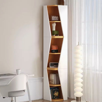 Modern Minimalist Triangle Solid Wood Compact Corner Bookcase 2/4/6-Tier Storage Rack For Home Office