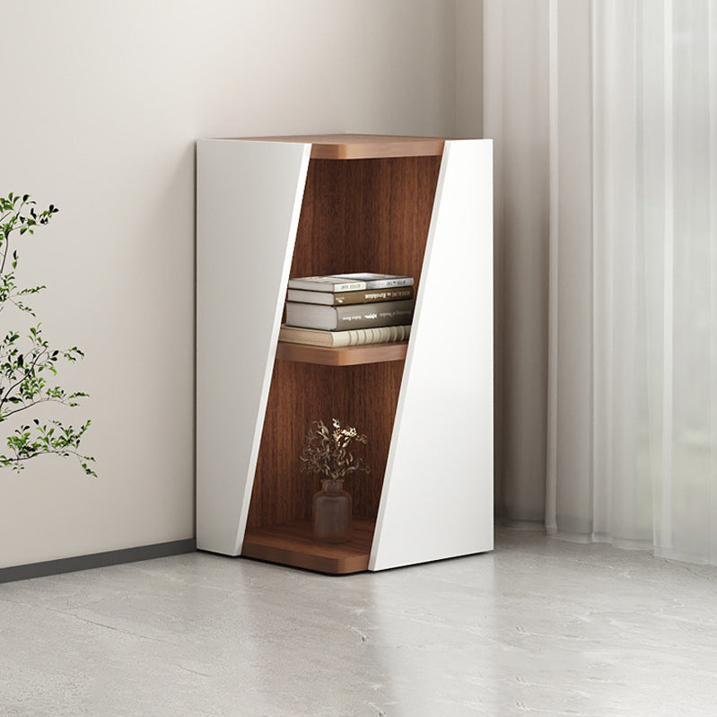 Modern Minimalist Triangle Solid Wood Compact Corner Bookcase 2/4/6-Tier Storage Rack For Home Office