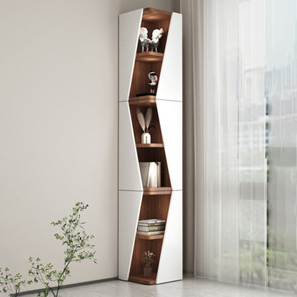 Modern Minimalist Triangle Solid Wood Compact Corner Bookcase 2/4/6-Tier Storage Rack For Home Office