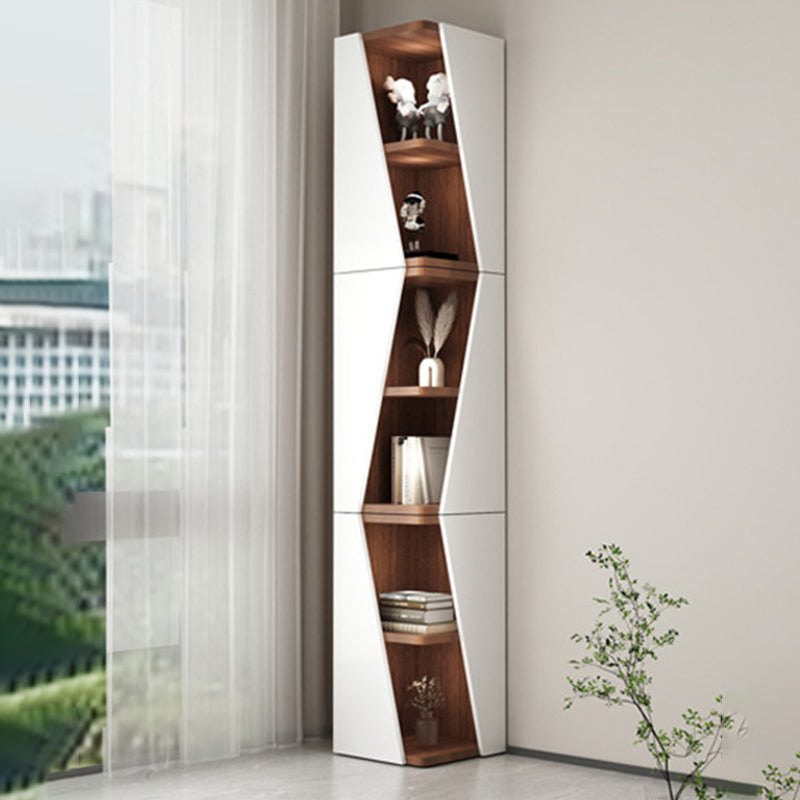 Modern Minimalist Triangle Solid Wood Compact Corner Bookcase 2/4/6-Tier Storage Rack For Home Office