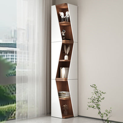 Modern Minimalist Triangle Solid Wood Compact Corner Bookcase 2/4/6-Tier Storage Rack For Home Office