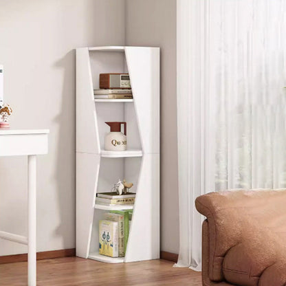 Modern Minimalist Triangle Solid Wood Compact Corner Bookcase 2/4/6-Tier Storage Rack For Home Office