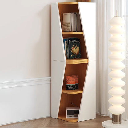 Modern Minimalist Triangle Solid Wood Compact Corner Bookcase 2/4/6-Tier Storage Rack For Home Office