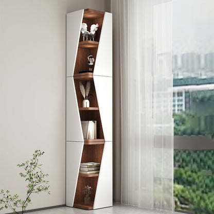 Modern Minimalist Triangle Solid Wood Compact Corner Bookcase 2/4/6-Tier Storage Rack For Home Office