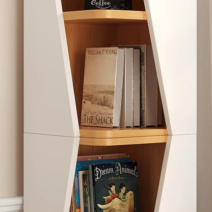 Modern Minimalist Triangle Solid Wood Compact Corner Bookcase 2/4/6-Tier Storage Rack For Home Office