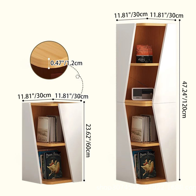 Modern Minimalist Triangle Solid Wood Compact Corner Bookcase 2/4/6-Tier Storage Rack For Home Office