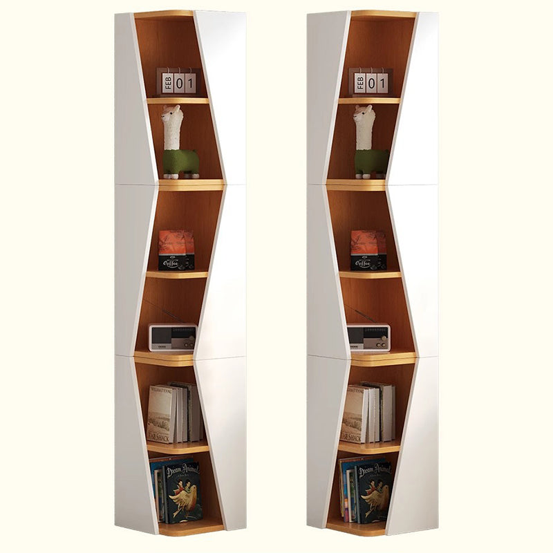 Modern Minimalist Triangle Solid Wood Compact Corner Bookcase 2/4/6-Tier Storage Rack For Home Office