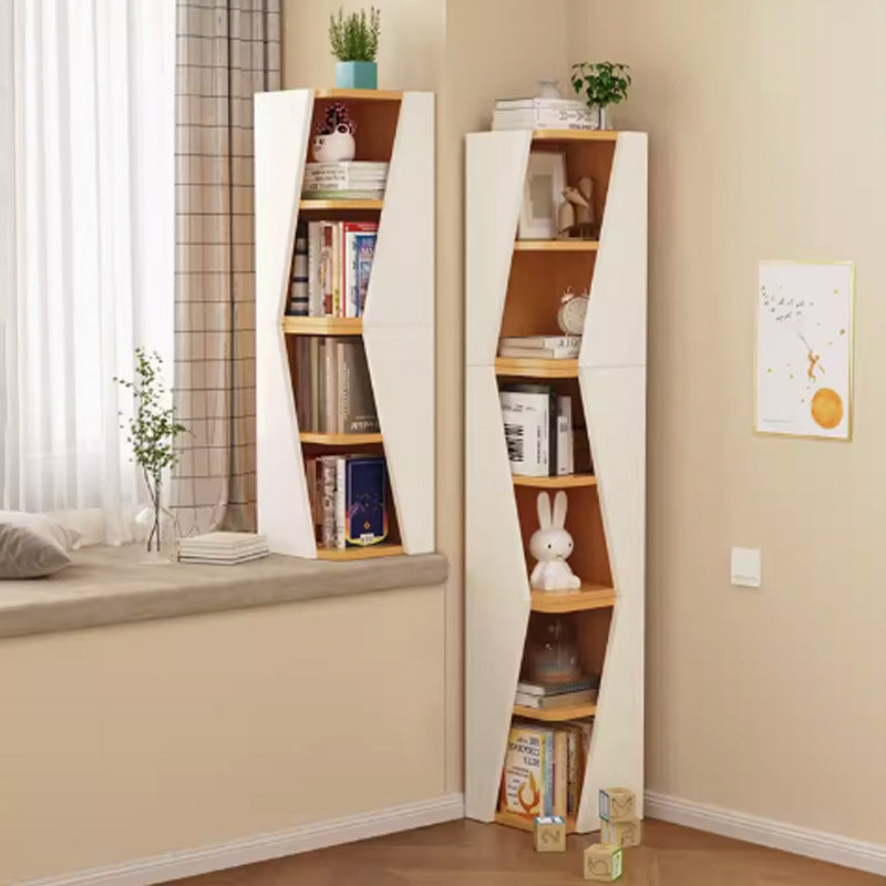 Modern Minimalist Triangle Solid Wood Compact Corner Bookcase 2/4/6-Tier Storage Rack For Home Office