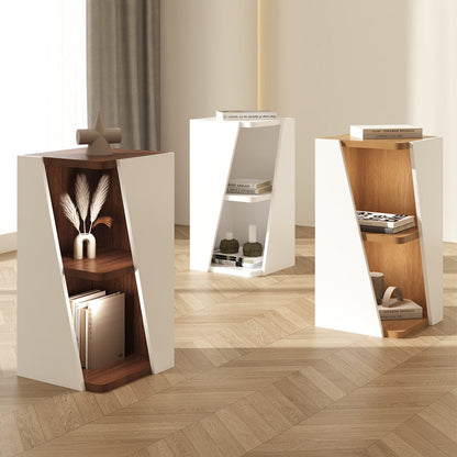 Modern Minimalist Triangle Solid Wood Compact Corner Bookcase 2/4/6-Tier Storage Rack For Home Office