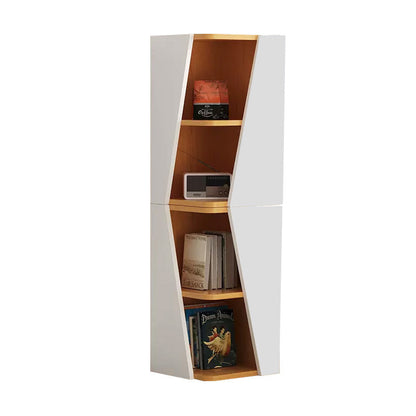 Modern Minimalist Triangle Solid Wood Compact Corner Bookcase 2/4/6-Tier Storage Rack For Home Office