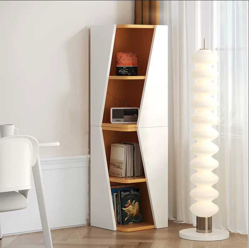 Modern Minimalist Triangle Solid Wood Compact Corner Bookcase 2/4/6-Tier Storage Rack For Home Office DFM-F