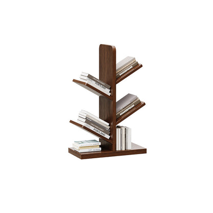 Contemporary Retro Tree-Shaped Solid Wood Bookshelves 5/8/10-Tier Standing Shelves For Home Office