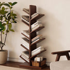 Contemporary Retro Tree-Shaped Solid Wood Bookshelves 5/8/10-Tier Standing Shelves For Home Office DFM-F